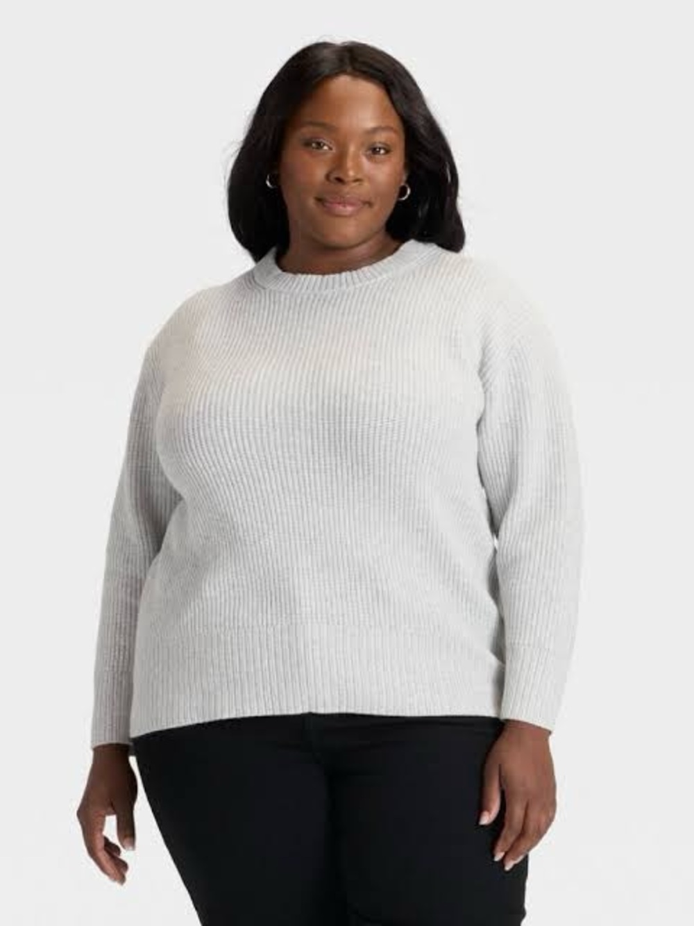Ava & Viv Light Gray Long-Sleeve Pullover Sweater